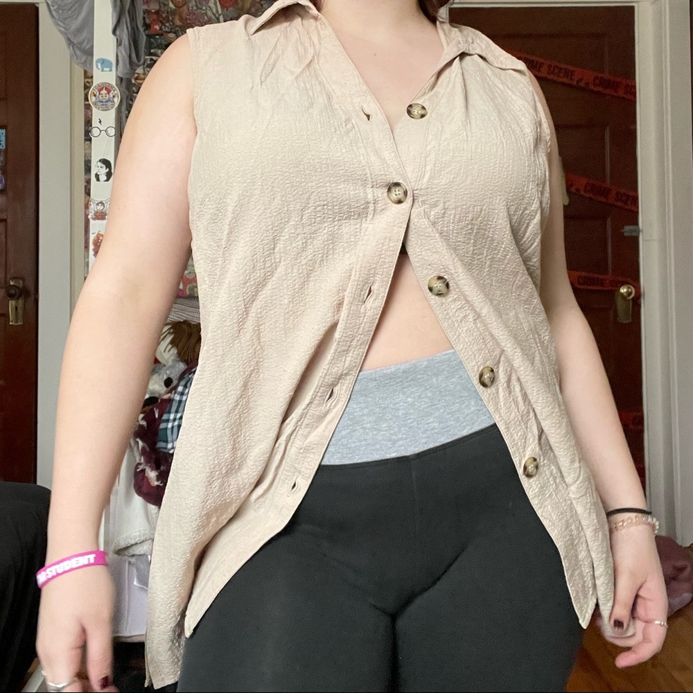 Tan button down tank